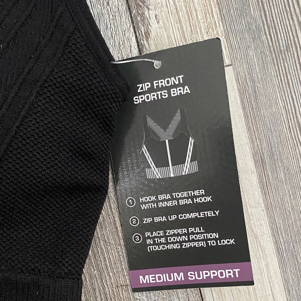 Avia Black Zip Front Sports Bra - Picture 4 of 10